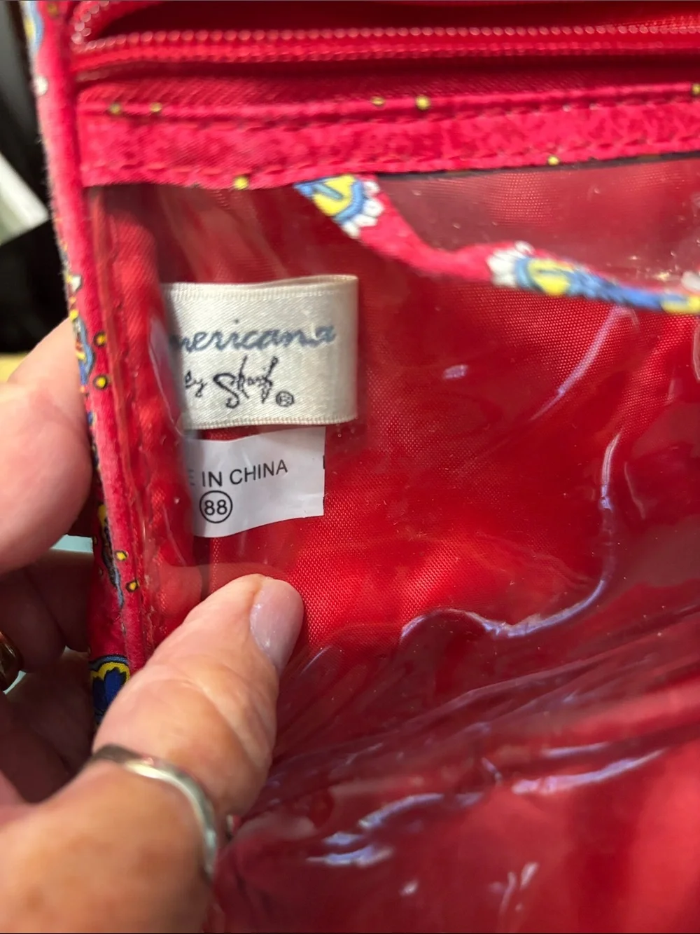 Travel Makeup bag . Roomy Americana Quilted